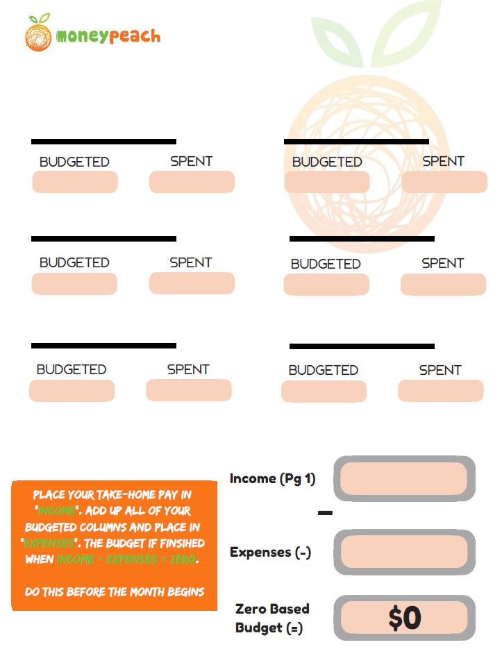 monthly budgeting forms students only money peach